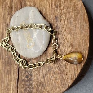 Tigers eye drop‎ chain link bracelet B3215